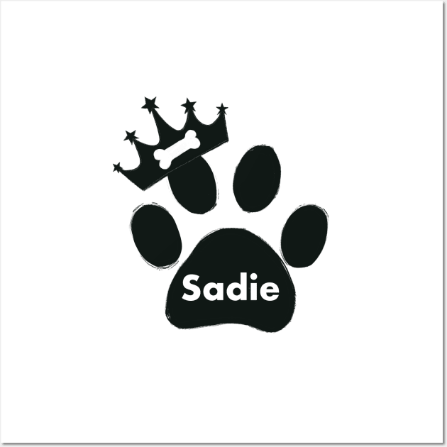 Sadie name made of hand drawn paw prints Wall Art by GULSENGUNEL